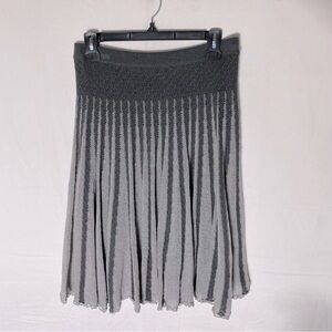 Vero Moda Grey Striped Knit Midi Skirt M